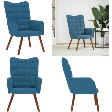 Sillón de relax de terciopelo azul - Silla de terciopelo - Silla de descanso