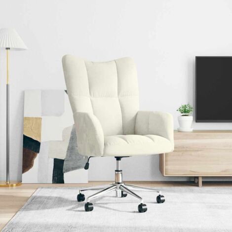 Sillón de relax de terciopelo color blanco crema vidaXL