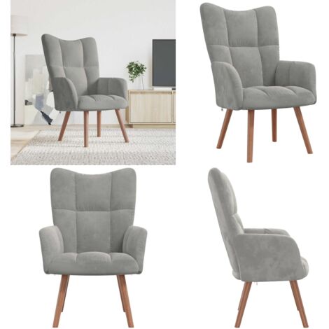 Sillón de relax de terciopelo gris claro - Terciopelo gris claro - Confort