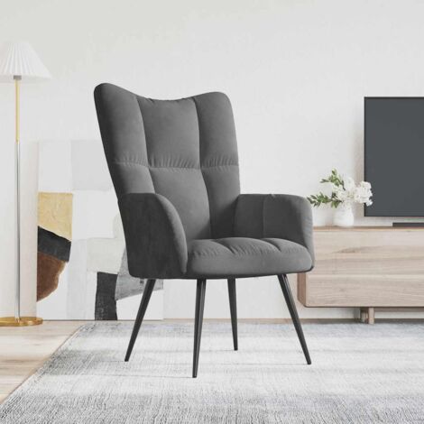 Sillón de relax de terciopelo gris oscuro