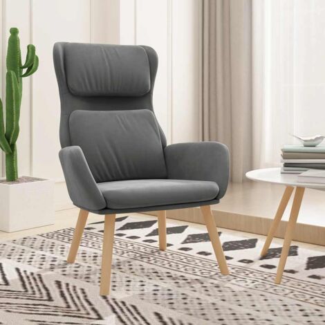 Sillón de relax de terciopelo gris oscuro
