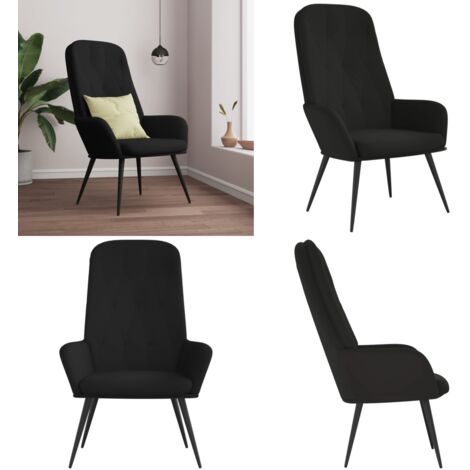 Sillón de relax de terciopelo negro - Silla de comedor - Silla de trabajo