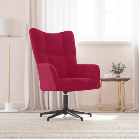 Sillón de relax de terciopelo rojo vino tinto