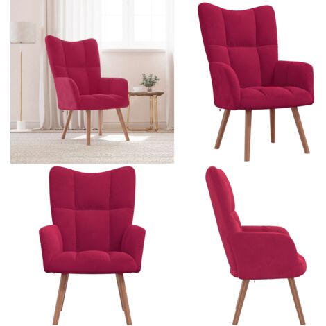 Sillón de relax de terciopelo rojo vino tinto - Sillón de terciopelo - Sillón de casa