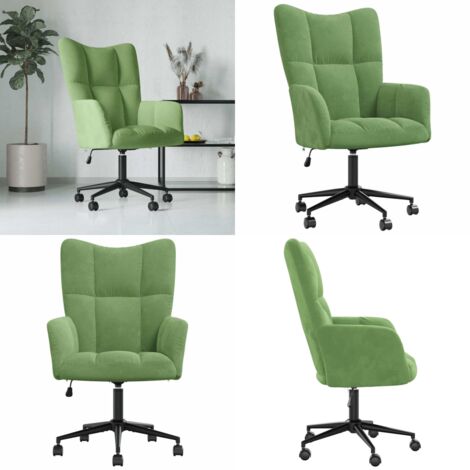 Sillón de relax de terciopelo verde claro - Silla de terciopelo - Silla con ruedas