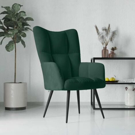 Sillón de relax de terciopelo verde oscuro