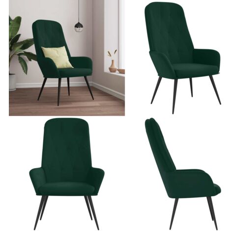 Sillón de relax de terciopelo verde oscuro - Silla de comedor - Silla de trabajo
