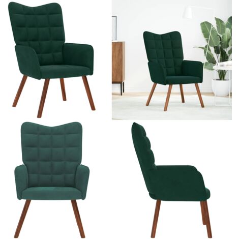 Sillón de relax de terciopelo verde oscuro - Silla de terciopelo - Silla de descanso