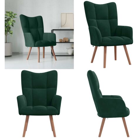 Sillón de relax de terciopelo verde oscuro - Sillón verde oscuro - Terciopelo