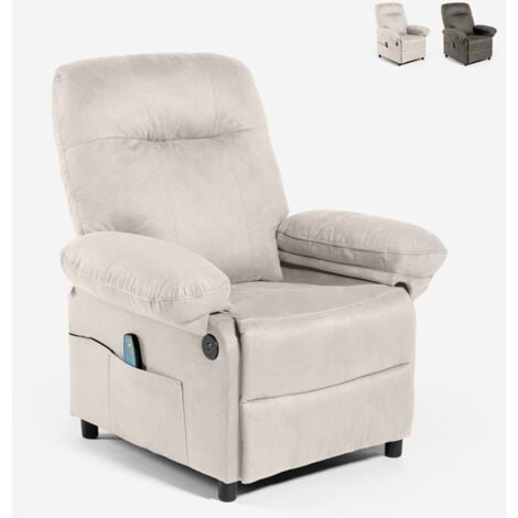 LE ROI DU RELAX Sillón de relax reclinable con masaje, USB y reposapiés Noemi Color: Gris