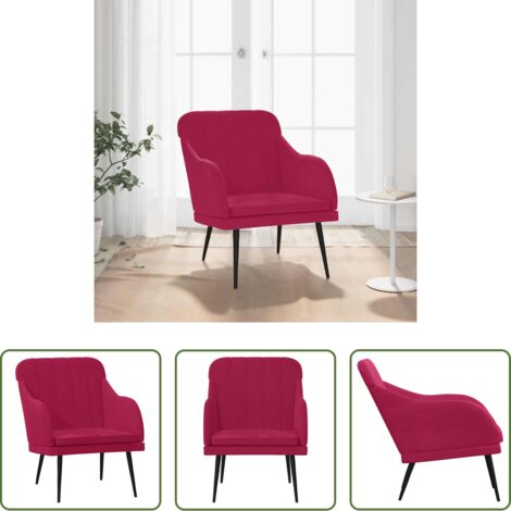 Sillón de relax -  Sillón de terciopelo rojo tinto 63x76x80 cm