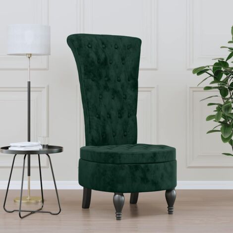 Sillón de respaldo alto con botones terciopelo verde oscuro
