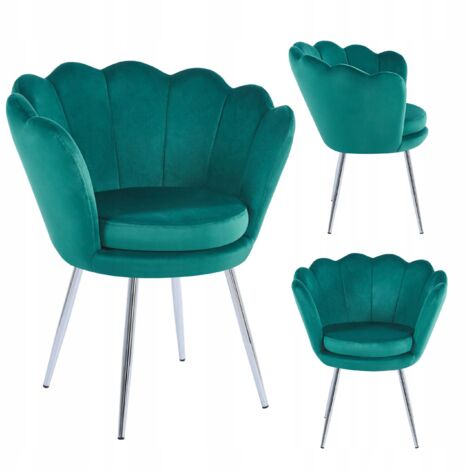 SILLÓN DE SALÓN TAPIZADO VERDE PATAS PLATEADAS FURNITEX MODERN