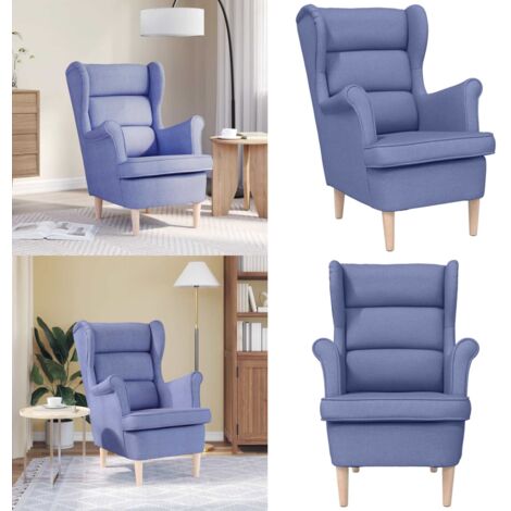 Sillón de tela azul vaquero 74x84x100 cm - Sillón de tela - Asiento cómodo