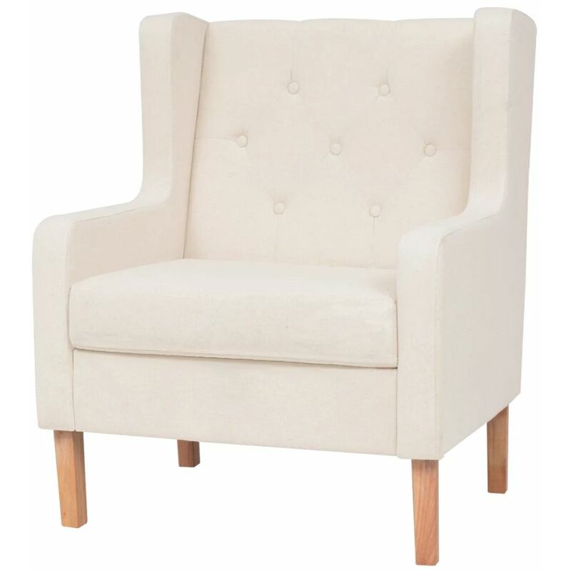 

Sillón de tela color blanco crema
