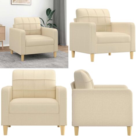 Sillón de tela color crema 60 cm - Silla de sala - Silla de estar