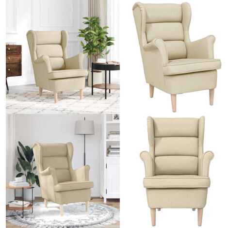 Sillón de tela crema 74x84x100 cm - Sillón cómodo - Sillón de poliéster