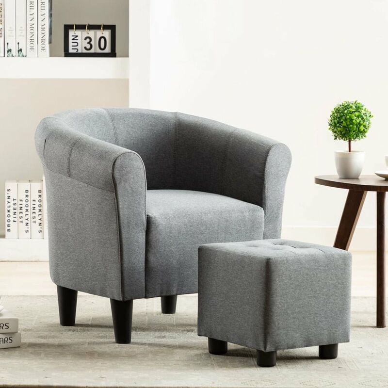 

Sillon de tela gris claro
