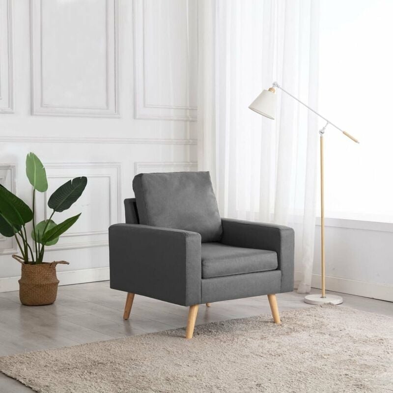 

Happyshopping - Sillon de tela gris claro