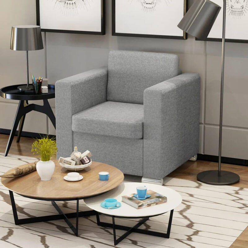 

Sillon de tela gris claro