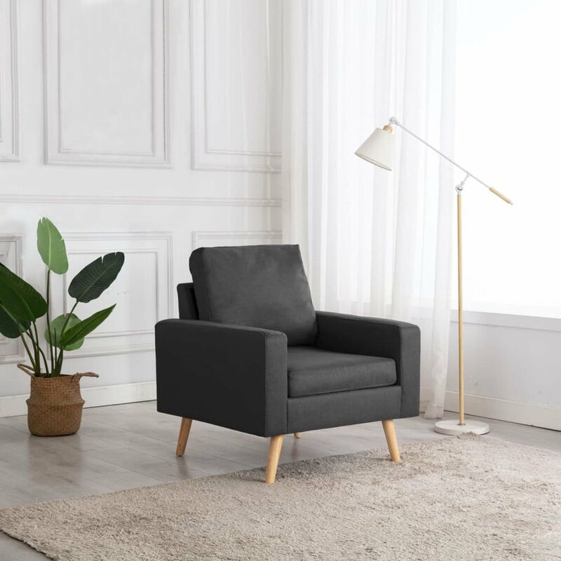 

Happyshopping - Sillon de tela gris oscuro