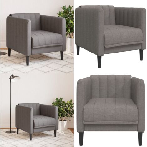 Sillón de tela gris taupe - Silla de salón - Silla de tela