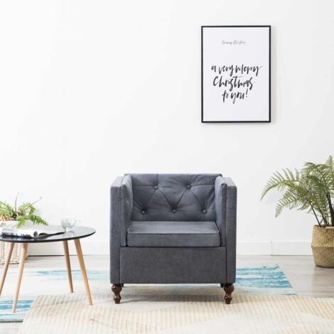 Sillón de tela gris vidaXL
