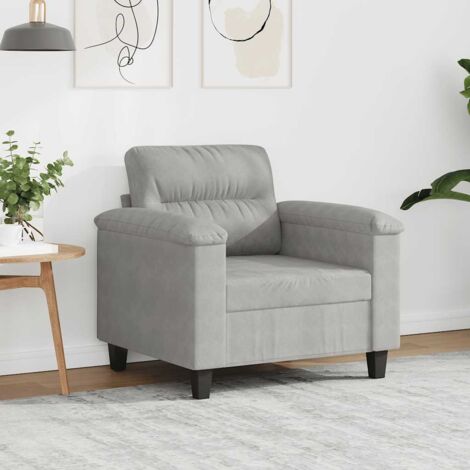 Sillón de tela microfibra gris claro 60 cm