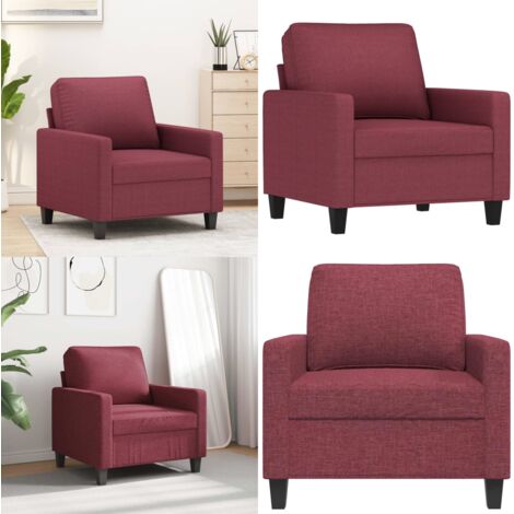 Sillón de tela rojo tinto 60 cm - Sillón rojo tinto - Sillón de 60 cm