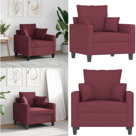 Sillón de tela rojo tinto 60 cm - Sillón rojo tinto - Sillón de 60 cm