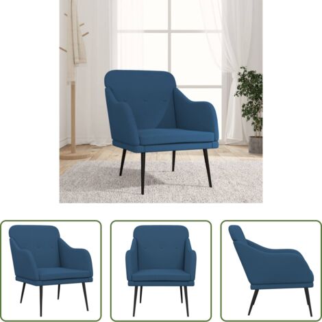 Sillón de tela -  Sillón de tela azul 63x76x80 cm