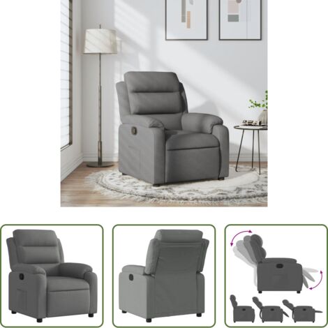 Sillon de tela -  Sillón reclinable de tela gris oscuro