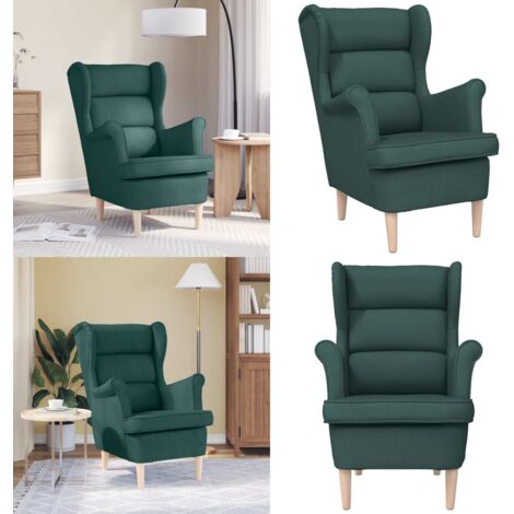 Sillón de tela verde oscuro 74x84x100 cm - Sillón de tela - Asiento cómodo