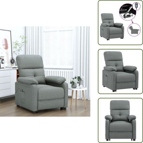 Sillón de tela - vidaXL Sillón reclinable eléctrico de tela gris oscuro - Sillón de madera y metal