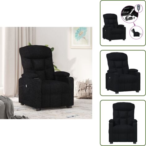Sillón de tela - vidaXL Sillón reclinable eléctrico de tela negro - Sillón de madera y metal