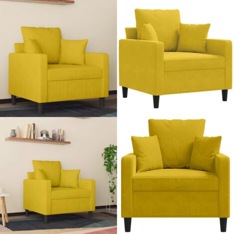 Sillón de terciopelo amarillo 60 cm - Sillón amarillo - Sillón de 60 cm