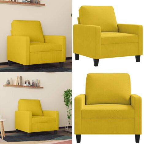 Sillón de terciopelo amarillo 60 cm - Sillón de terciopelo - Sillón moderno