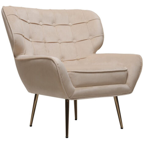 Sillón de terciopelo "Austin" - 79 x 71 x 79,5 cm - Beige