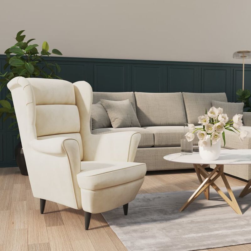 

Sillón de terciopelo blanco crema