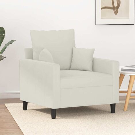 Sillón de terciopelo color crema 60 cm
