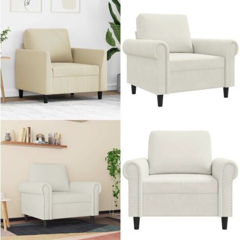 Sillón de terciopelo color crema 60 cm - Sillón de crema - Sillón de casa
