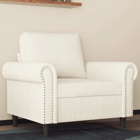 Sillón de terciopelo color crema 60 cm vidaXL