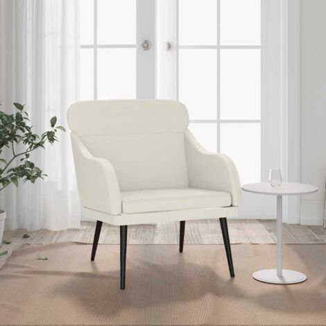 Sillón de terciopelo color crema 63x76x80 cm