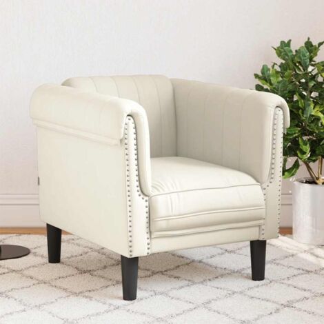 Sillón de terciopelo color crema vidaXL