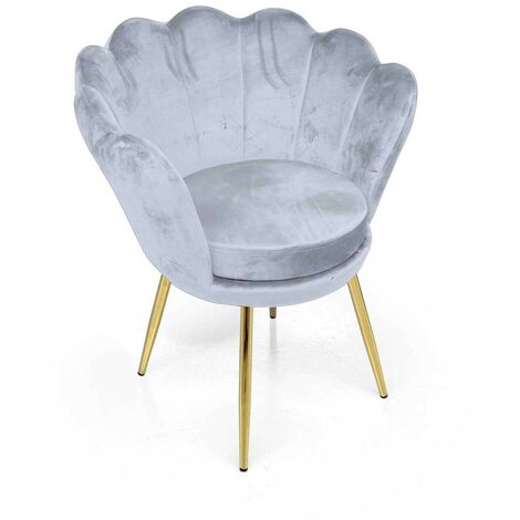 Sillón de terciopelo de concha de mar con patas doradas