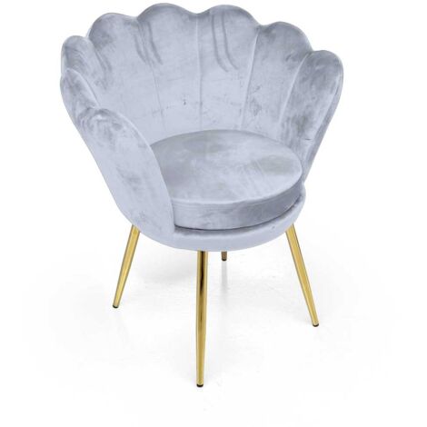 Sillón de terciopelo de concha de mar con patas doradas