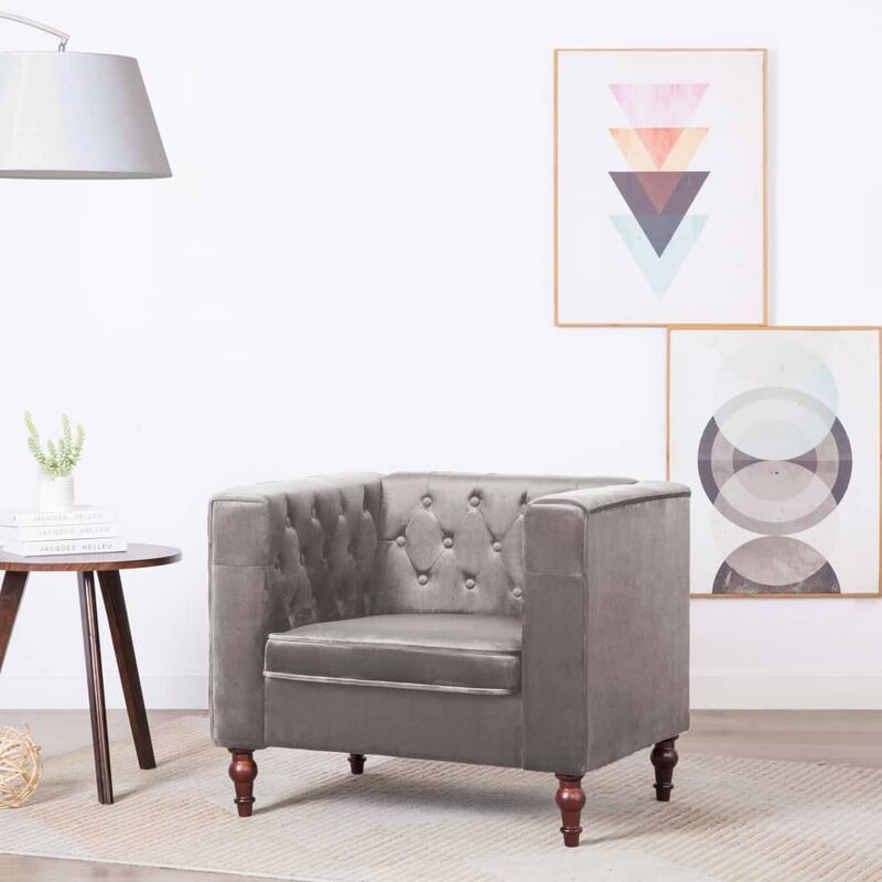 

Happyshopping - Sillon de terciopelo gris