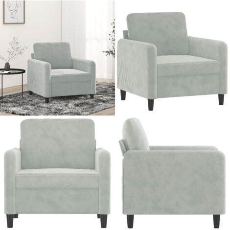 Sillón de terciopelo gris claro 60 cm - Sillón gris claro - Sillón moderno