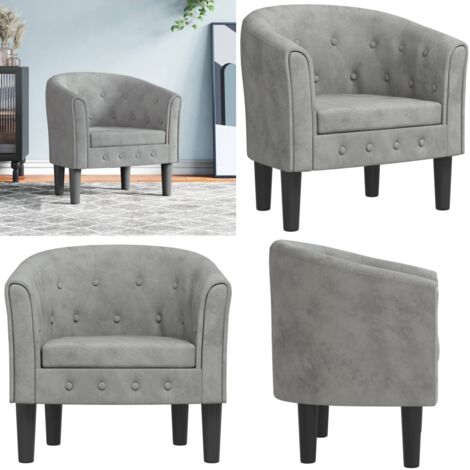 Sillón de terciopelo gris claro - Silla de salón - Silla de dormitorio