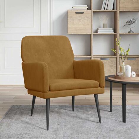 Sillón de terciopelo marrón 62x79x79 cm